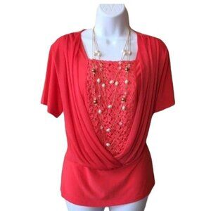 Casual Blouse Women’s Fashion One Tops Size L Orange Short Sleeve